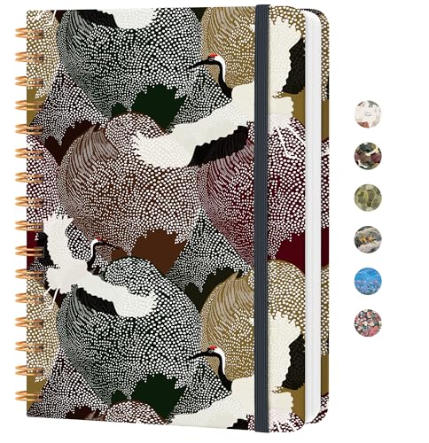 Lined Spiral Journal Notebook, A5 College Ruled Notebook for Note-Taking - color: V.Forest Cranes