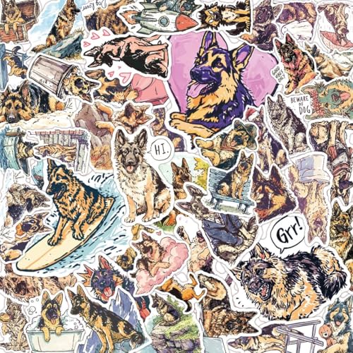 100 PCS German Shepherd Stickers Pack – Waterproof Dog Decals for Water Bottles, Laptops, Phones, Notebook, Cars – Cool Vibrant Graphics for German Shepherd Enthusiast - color: German Shepherd