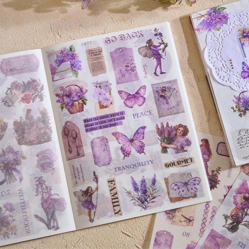 Victorian Journal Sticker Book, 24 Sheets of Ephemera Stickers (Blue) - color: Blue