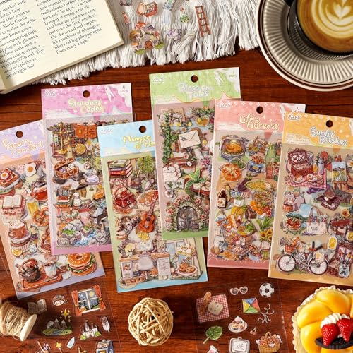 Warm Glimpses Sticker Series Scrapbooking Supplies for Junk Journal, 24 Sheets PET Stickers - Vintage Journaling Stickers - color: Warm Glimpses Sticker Series