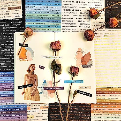 PRSTINCOL 2370 Pcs Word Stickers for Journaling,40 Sheets Quote Stickers Gold Foil Small Talk Stickers for Junk Journal Craft,Scrapbooking Supplies Making - color: Quote Stickers Book