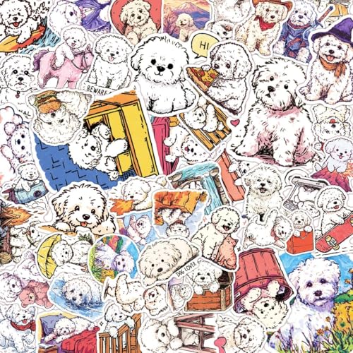 100 PCS Bichon Frise Stickers Pack – Waterproof Dog Decals for Water Bottles, Laptops, Phones, Notebook, Cars – Cool Vibrant Graphics for Bichon Frise Enthusiast - color: Bichon Frise