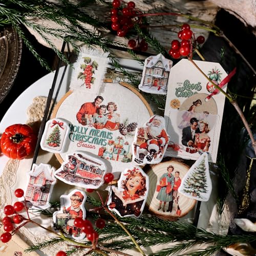 CATaireen Rub on Transfers for Crafts Vintage Scrapbooking Stickers Small Decals Adults Journaling DIY Supplies Use for Fabric Paper Wood Stone Canvas Acrylic Cloth (Christmas Characters) - style: Christmas Characters