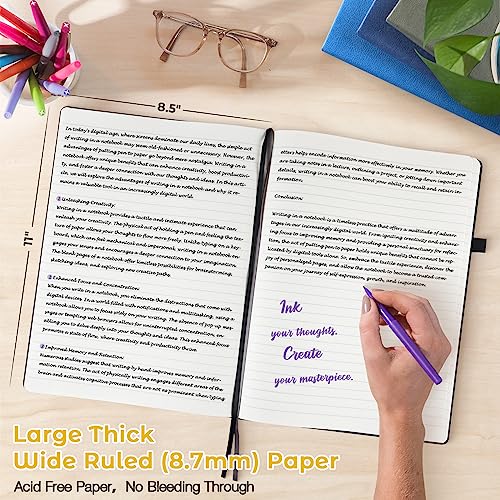 Lined Journal, 8.5" x 11" Hardcover Leather Notebook, No Bleed Thick Paper - color: Yellow, size: A4 Wide Ruled