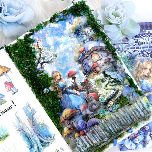 Snycler Sticker Book - 20 Sheets Vintage PET Stickers for Scrapbooking, Junk Journaling, Ephemera, and Decorative Crafts-Alice's Journey - color: Alice's Journey
