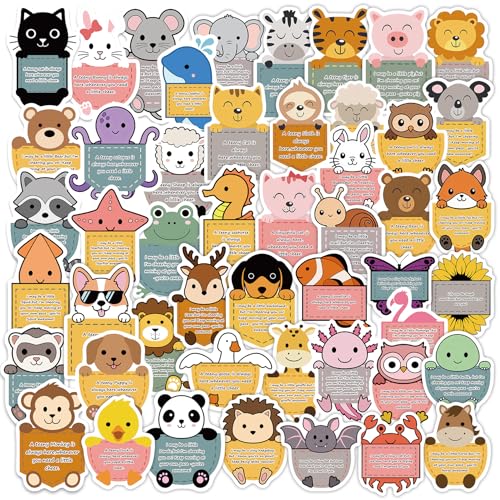 100 Pcs Motivational Animal Stickers for Kids, Encouragement Decals
