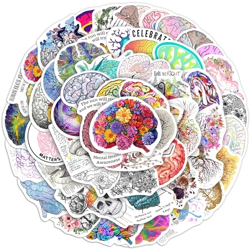 50 Pcs Creative Colorful Brain Aesthetics Stickers for Water Bottle - color: Non-luminescent-087ksxx