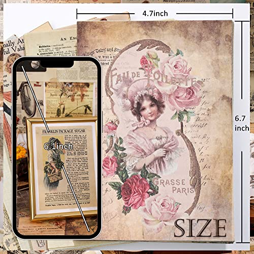 200 Sheets of Vintage Scrapbook Paper, Journaling Scrapbooking Supplies Craft Decoupage Papers Kit, Ephemera for Junk Journal Bullet Journals Well Posters Room Decor for Card Making Decorative Gift - color: Vintage 6 Theme