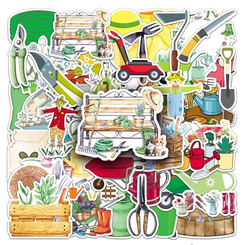 50PCS Gardening Tools Stickers, for Scrapbooking,Laptops,Phones,and Water Bottles,Garden Theme Decals for Gardeners and Nature Enthusiasts Vinyl Decals for Kids Teens Adults (Colourful-2) - color: Colourful-2