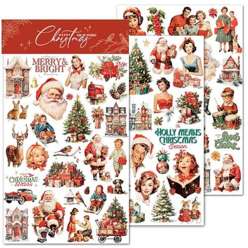 CATaireen Rub on Transfers for Crafts Vintage Scrapbooking Stickers Small Decals Adults Journaling DIY Supplies Use for Fabric Paper Wood Stone Canvas Acrylic Cloth (Christmas Characters) - style: Christmas Characters