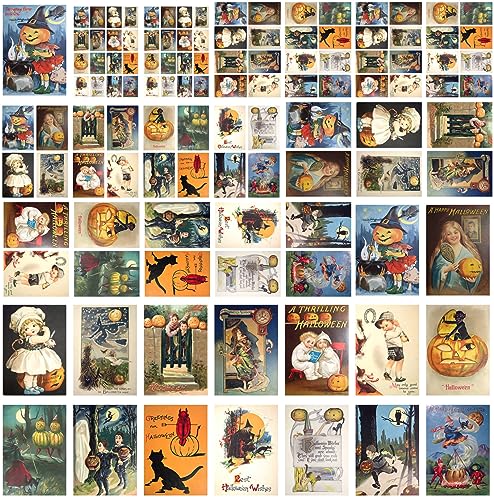 Decoupage Paper Pack (21 Sheets 6"x8") Vintage Halloween FLONZ Vintage Styled Halloween Pictures Cards for Decoupage, Craft and Scrapbooking - color: Four