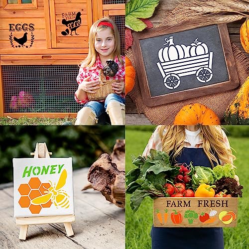 80 Pcs 5 x 5 Inch Stencils for Painting on Wood, Reusable Farm Animal Plastic Stencils DIY Craft Paint Template Set for Wall Rock Home Decor - style: Farm