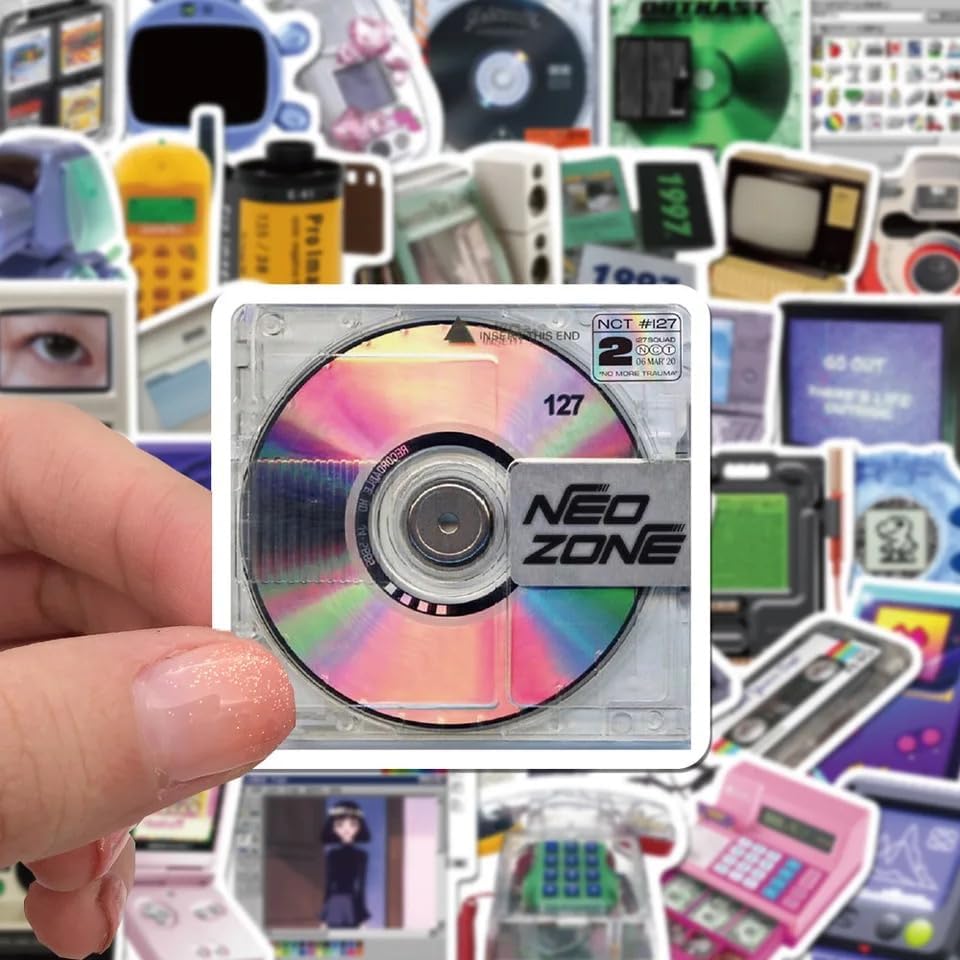FRANKdesigns 50-Piece Retro Technology Sticker Pack Nostalgic Delight