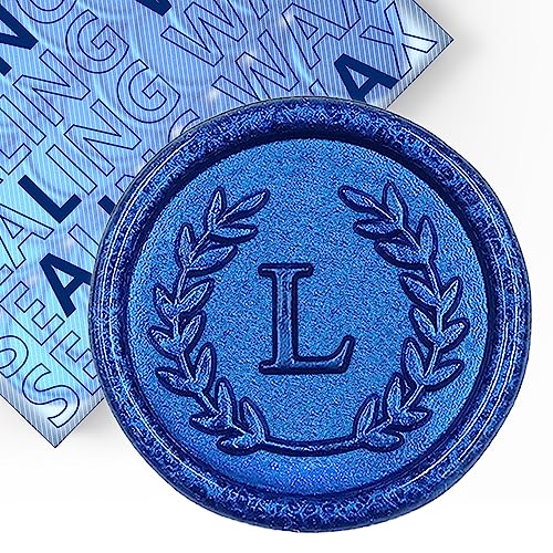 25Pcs Blue Letter L Adhesive Wax Seal Stickers, Hand-Made, No Need Seal Stamp, Tear and Use Wax Stickers for Wedding Invitations, Envelopes, Christmas Gift - color: 25pcs-blue, size: L
