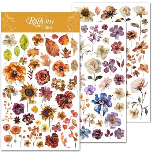 CATaireen Rub on Transfers for Crafts Vintage Scrapbooking Stickers Small Decals Adults Journaling DIY Supplies Use for Fabric Paper Wood Stone Canvas Acrylic Cloth (Fallen Leaves) - style: Fallen Leaves
