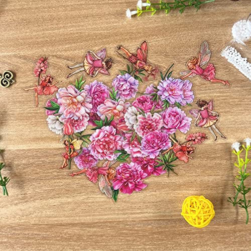 Waterproof Pink Peony Floral Perfume Bottle Fairy Vinyl Stickers Bulk Small - color: Peonies