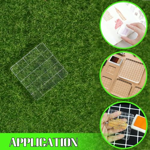 2Pcs Clear Stamp Blocks Set, 2 x 2 Inch Square Acrylic Blocks for Stamping With Grid Lines - Scrapbooking Crafts Tools - style: Straight 5×5CM 2pcs