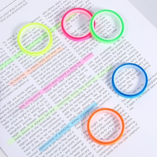 Psyqtsuary 5 Rolls Highlighter Tapes, 0.23inch X 16ft Transparent Highlighter Tape Removable Fluorescent Colored Tags PET Highlighter Tape for Reading Class