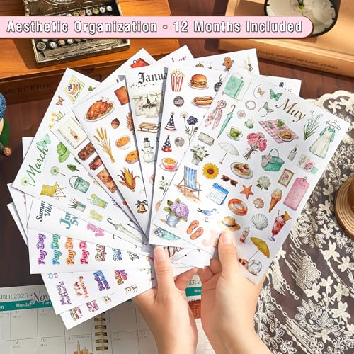 200+ PcsPlanner Holiday Seasonal Stickers Sheets for Women, Watercolor Style Stickers for Scapbooking Journal Calendar Monthly - color: Planner Stickers