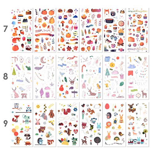 Mayplous 12 Pack Washi Sticker Set, 72 Sheets Decorative Washi for Journals, Planners, Scrapbooks, DIY Cards, Albums & Craft Projects (Innocence) - color: Simple