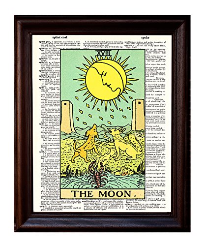 Fresh Prints of CT Tarot Moon - Dictionary Art Print Printed On Authentic Vintage Dictionary Book Page - 8 x 10.5