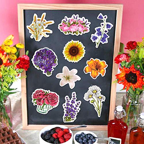 Flower Stickers 50Pcs for Water Bottles Scrapbook, Gifts for Girls - style: Flower Stickers
