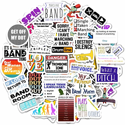 100Pcs Marching Band Stickers and Laptop Decals - Drummer Gifts, Marching Band Stuff, Gifts for Women & Men - color: Marching Band Stickers