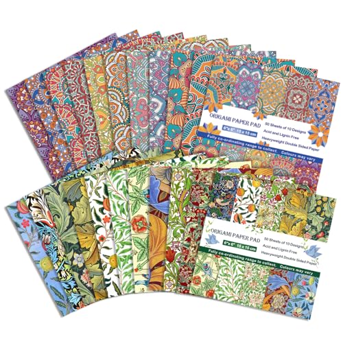 Origami Paper 6x6" Double Sided 100Sheets 20Colors Origami Kit,Craft Paper - color: 100sheets-Bohemia Morris
