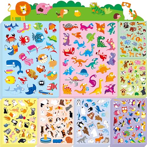 1100PCS Animal Stickers, 220 Designs Wild/Marine/Farm Animals Decals-Dogs, Cats, Dinosaurs, Cute Motivational Reward Stickers, Decorative Sticker for Kids, Animal Party, Scrapbook, Craft (40 Sheets) - style: Animal