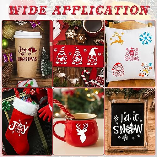 80 Pcs 5 x 5 Inch Christmas Stencils for Painting on Wood, Reusable Merry Christmas Ornament Snowflakes Holiday Stencils DIY Craft Template Set for Wall Rock Home Decor - style: Christmas