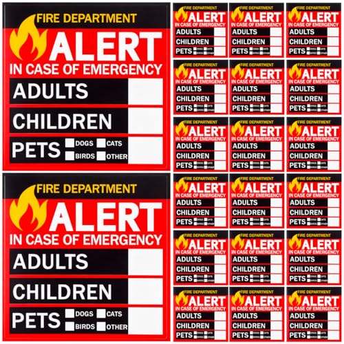 COHEALI Emergency Alert Stickers for Windows and Doors 3.14 Inch Safety Rescue Decals with 20 Sheets People and Pet Finder Emergency Alert Decal for Fire and Rescue Teams
