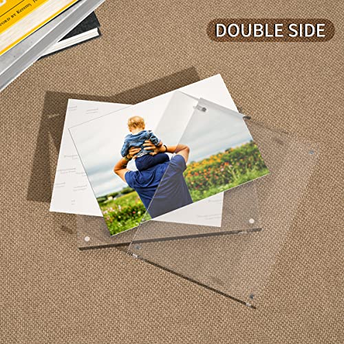 Sezanrpt Acrylic Picture Frame 6x8 Inches, High Transparent Magnetic Photo Frame, Double Sided Plexiglass Picture Frame 12mm + 12mm - size: 6'' x 8''