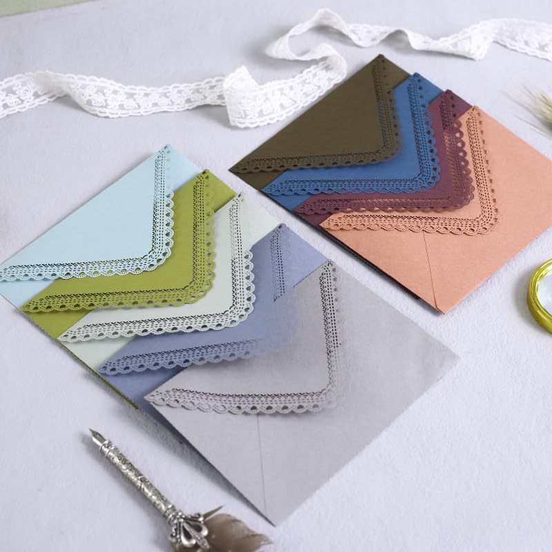 10 pieces Lovely Makaron Color Vintage Hollow Lace Envelopes - color: Light blue