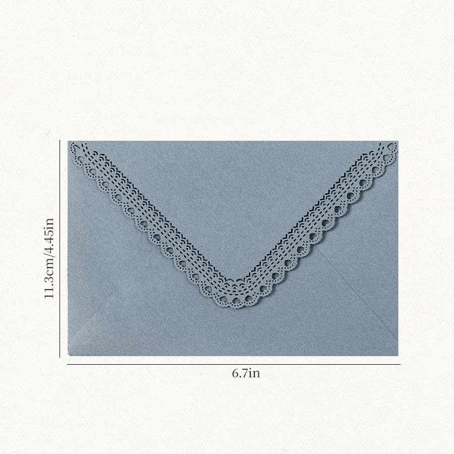 10 pieces Lovely Makaron Color Vintage Hollow Lace Envelopes - color: Light blue