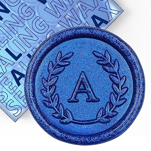 50Pcs Blue Letter A Adhesive Wax Seal Stickers, Hand-Made, No Need Seal Stamp, Tear and Use Wax Stickers for Wedding Invitations, Envelopes, Christmas Gift - color: Blue, size: A