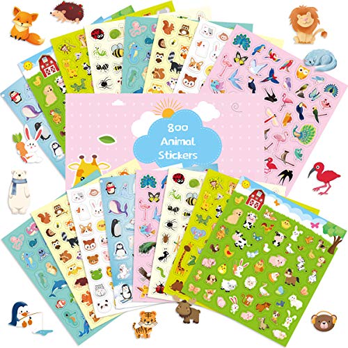 Fancy Land Animal Stickers for Kids 8 Themes Cute Animal Sticker 800Pcs