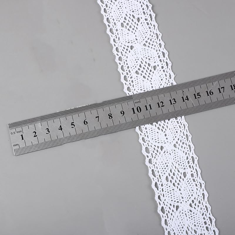 10 Yards 1.5inch Lace Ribbon Crochet Cotton Lace Trim Vintage Lace Trim for Sewing Dollies Clothes Wedding Crafts Supply (White A) - color: White A