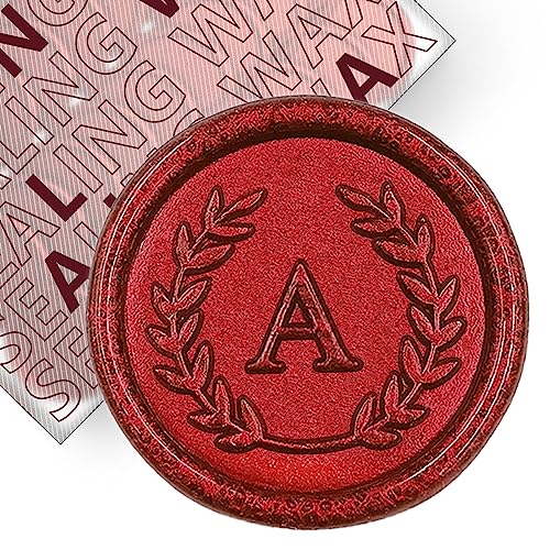 50Pcs Red Letter A Adhesive Wax Seal Stickers, Hand-Made, No Need Seal Stamp, Tear and Use Wax Stickers for Wedding Invitations, Envelopes, Christmas Gift - color: Red, size: A