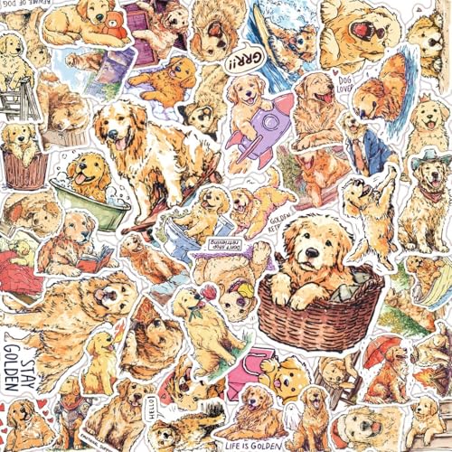 100 PCS Golden Retriever Stickers Pack – Waterproof Dog Decals for Water Bottles, Laptops, Phones, Notebook, Cars – Cool Vibrant Graphics for Golden Retriever Enthusiast - color: Golden Retriever