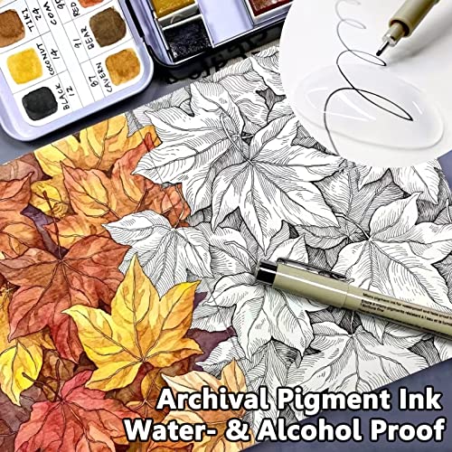 Muchcute Micro Fineliner Drawing Art Pens: 16 Black Artist Supplies Adults - color: 16 Tip Sizes