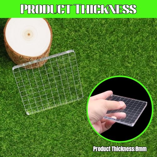 2Pcs Clear Stamp Blocks Set, Square 4 x 4 Inch Acrylic Blocks for Stamping With Grid Lines, Scrapbooking Crafts Tools - style: Straight 10×10CM 2pcs