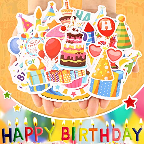 Leinuosen 100 Pcs Birthday Paper Die Cuts Cardstock Scrapbook Die Cuts DIY Scrapbooking Cutouts for Birthday Scrapbook Notebook Suitcase Calendar Laptop Embellishments Supplies Craft Making Decoration