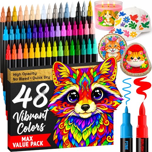 ARTISTRO 48 Dual-Tip Acrylic Paint Marker Pens for Drawing - color: Multicolor, size: 48