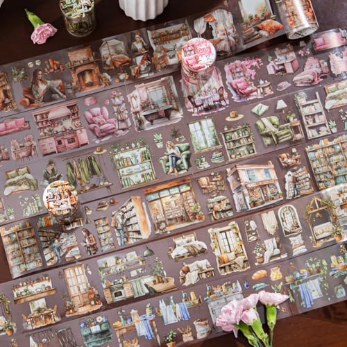 Alideco 6pcs Decorative Adhesive Tapes Vintage Literary Girl Corner of Life PET Tape Great for Bullet Journal Supplies, Arts, Scrapbook, DIY Crafts, Planners (shenghuodejiaoluo) - color: shenghuodejiaoluo