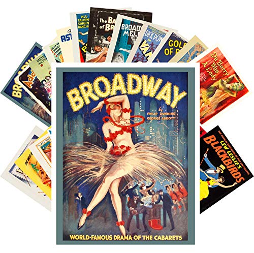 PIXILUV Vintage PostCards 24 pcs VINTAGE BROADWAY MUSICAL MOVIES Vintage Movie Posters REPRINT - color: Twentyfour