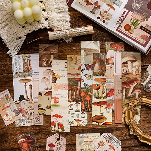 emmoolife Scrapbooking Supplies Kit, Vintage Mushroom Aesthetic Scrapbook Kit for Bullet Junk Journal, Stationery, A6 Grid Notebook, DIY Journaling Supplies, Birthday Craft Gift for Teen Girl Women - color: Mushroom