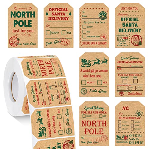 Outus 800 Pcs Christmas Gift Tags to from Labels 8 Styles, Retro Style - style: Retro Style