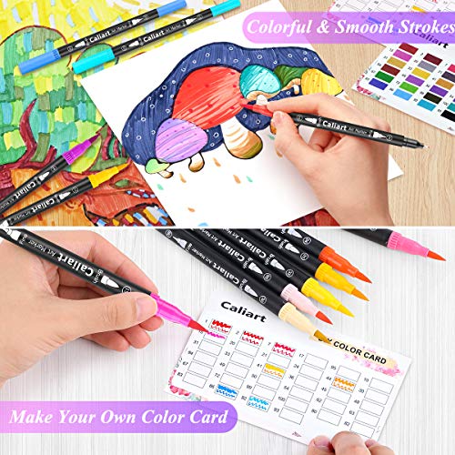 Caliart 34 Double Tip Brush Pens Art Markers for Adult Coloring Books - color: Black, size: 1 Count (Pack of 34)