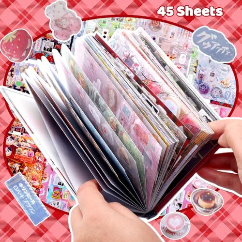 Tmtains 45 Sheets Japanese Manga Style Sticker Book 800+Pcs Heisei Retro Romantic Memory Series Manga Books Style Korean Sticker Aesthetic Japanese Stickers Book for Adults Valentine Gifts (Nebula) - color: Ah-red 2