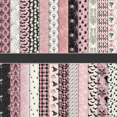 Pink Helloween Scrapbook Paper Pad Journal Decoupage Collage Materials - color: Pink Helloween